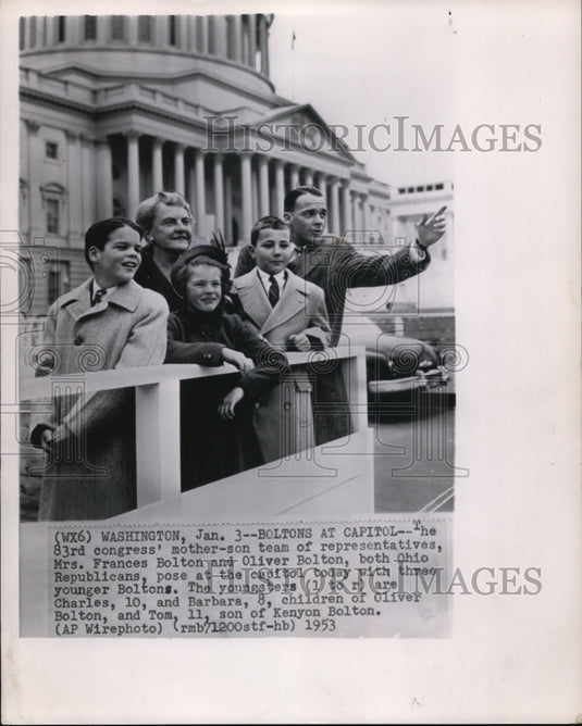 1953 Press Photo The 83rd congress' mother-son team of representatives, - Historic Images