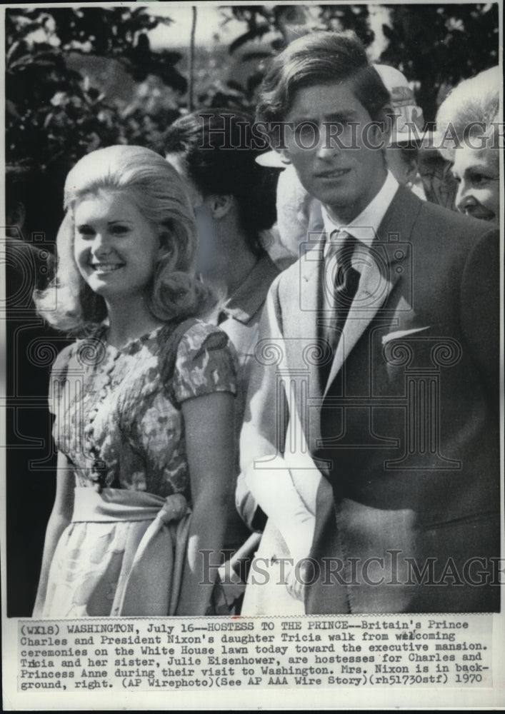 1970 Press Photo Britain's Prince Charles and President Nixon's daughter Tricia - Historic Images