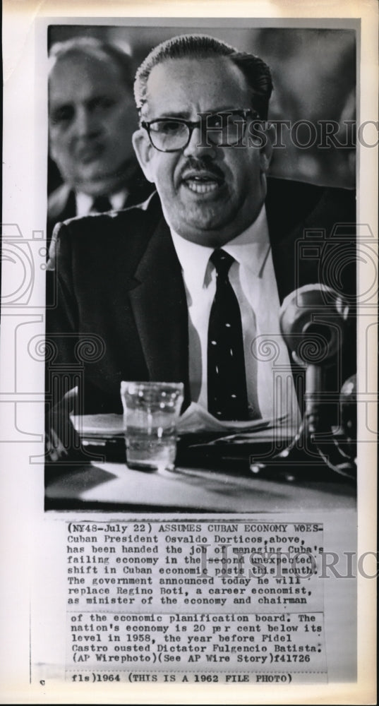 1964 Press Photo Cuban President Osvaldo Dorticos has been handed the job of - Historic Images