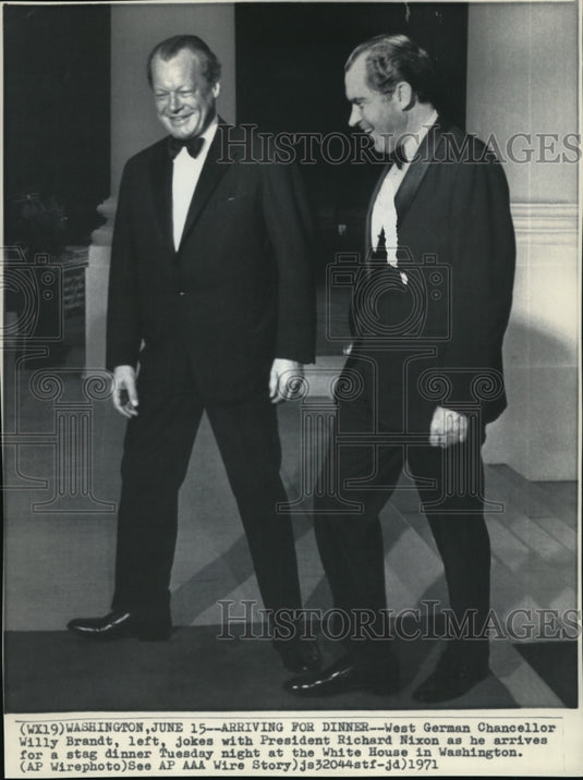 1971 Wire Photo West German Chancellor, Willy Brandt jokes with President - Historic Images
