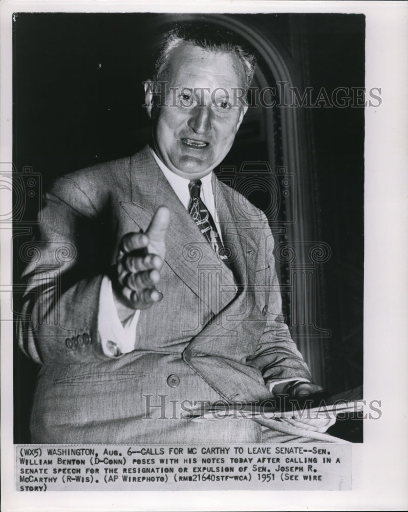 1951 Press Photo Senator William Benton during his speech - Historic Images