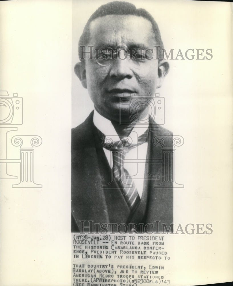 1949 Press Photo Edwin Barclay, host to President Roosevelt - Historic Images