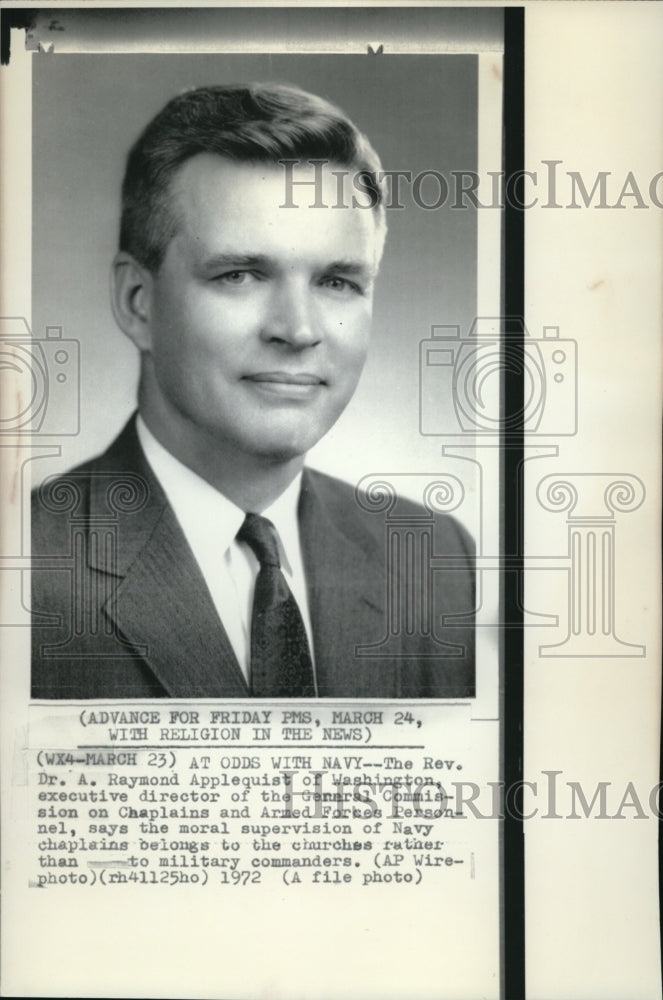 1972 Press Photo Reverend Dr. A. Raymond Applequist of Washington-Historic Images