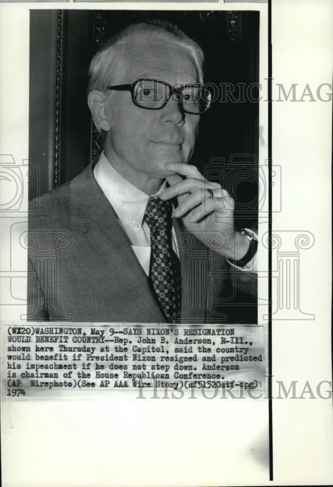 1974 Press Photo Rep J.B.Anderson a Chairman of the House Republican Conference - Historic Images