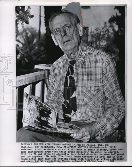 1971 Wire Photo Broncho Billy Anderson The First Movie Star of Movie History - Historic Images