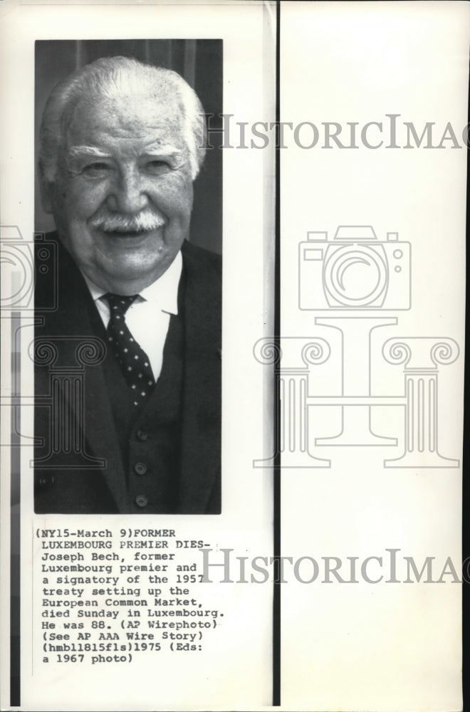 1975 Press Photo Joseph Bech, former Luxemburg premier died at age 88-Historic Images