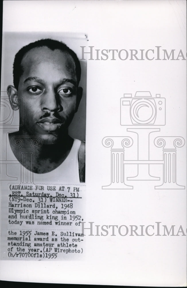 1956 Press Photo Olympic sprint champion Harrison Dillard on athlete of the year - Historic Images