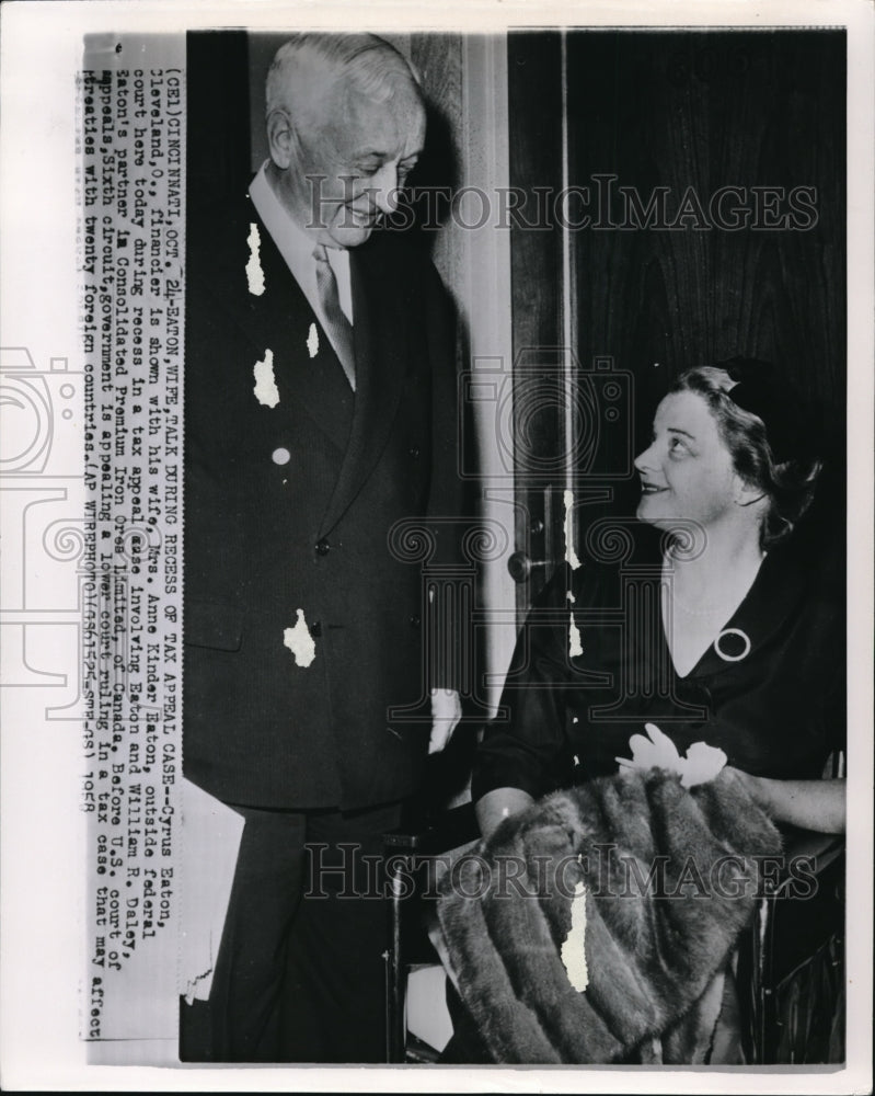 1958 Cyrus Eaton, financier is shown with his wife Mrs. Anne Kinder - Historic Images