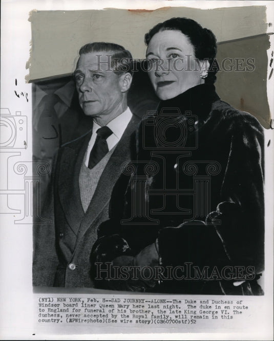1952 Press Photo The Duke Sad Journey Alone - Historic Images