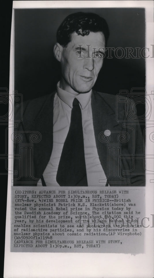 1948 British Nuclear physicist Patrick MS Blackett, Nobel Prize Nom - Historic Images
