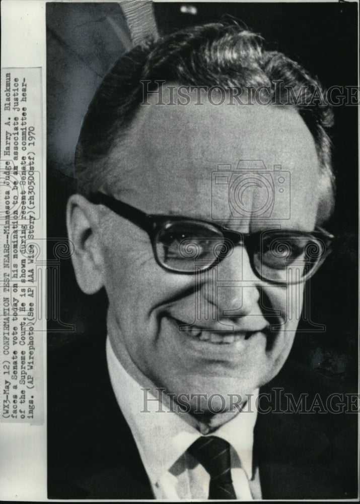 1970 Wire Photo Judge Harry A Blackmun at Senate confirmation hearing-Historic Images