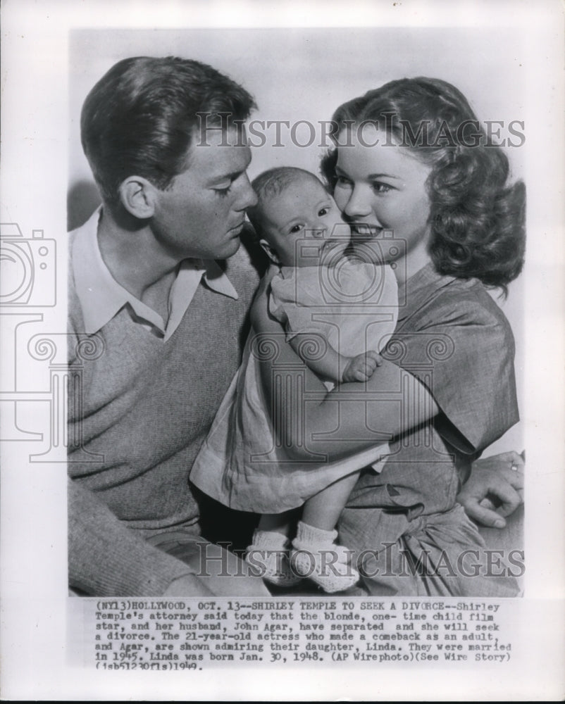 1949 Wire Photo Shirley Temple Seek Divorce  - Historic Images