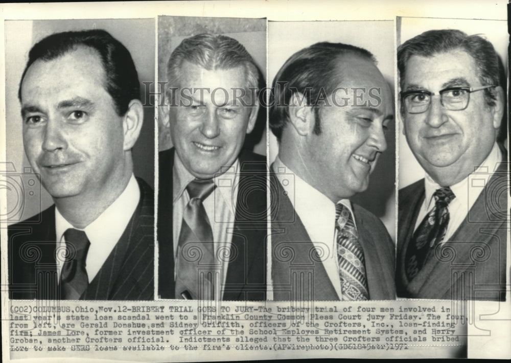 1971 Wire Photo The bribery trial of Gerald Donahue, Sidney Griffith,James Lore - Historic Images