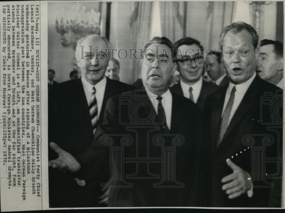 1970 Press Photo Communist Party Chief Leonic Brezhnev and West German - Historic Images