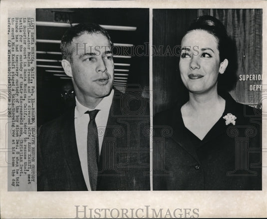 1965 Wire Photo Actor Marlon Brando and his divorced wife, Anna Kashfi meet in - Historic Images
