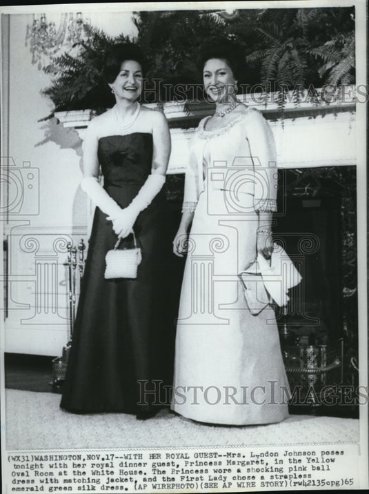 1965 Press Photo Mrs. London with her Royal dinner guest, Princess Margaret - Historic Images