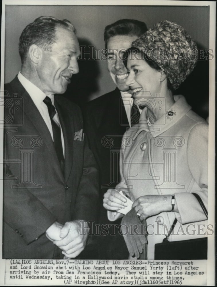 1965 Press Photo Princess Margaret and Lord Snowdon and Mayor Samuel Yorty - Historic Images