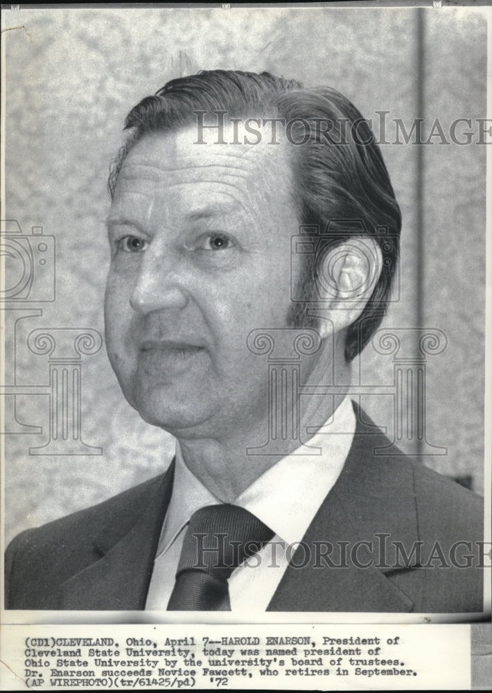 1972 Press Photo Harold Enarson, President of the Cleveland State University - Historic Images