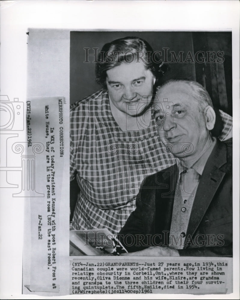 1961 Press Photo The Canadian couple, Oliva and Elzire Dionne - Historic Images