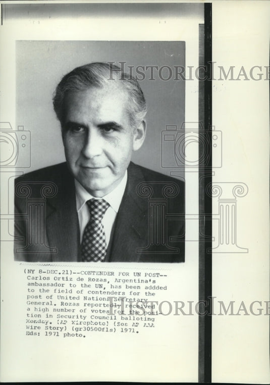 1971 Press Photo Carlos Ortiz De Rozas Argentina's Ambassador to U.N. - Historic Images