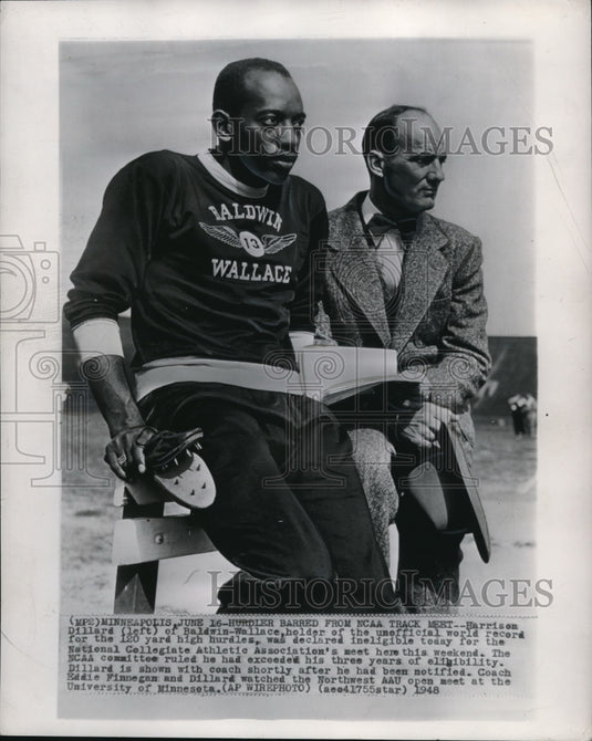 1947 Press Photo Harrison Dillard World Track Holder with Coach Eddie Finnegan - Historic Images