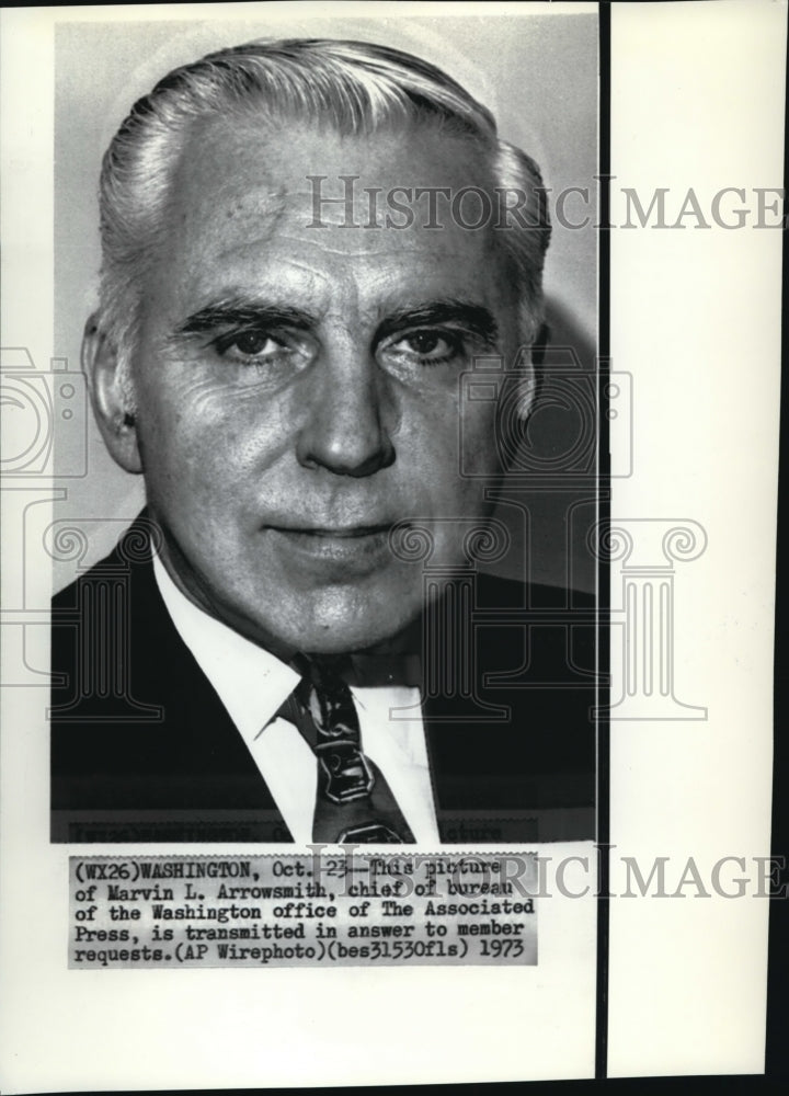 1973 Press Photo Marvin L. Arrowsmith, Chief of Bureau of the Washington Office - Historic Images