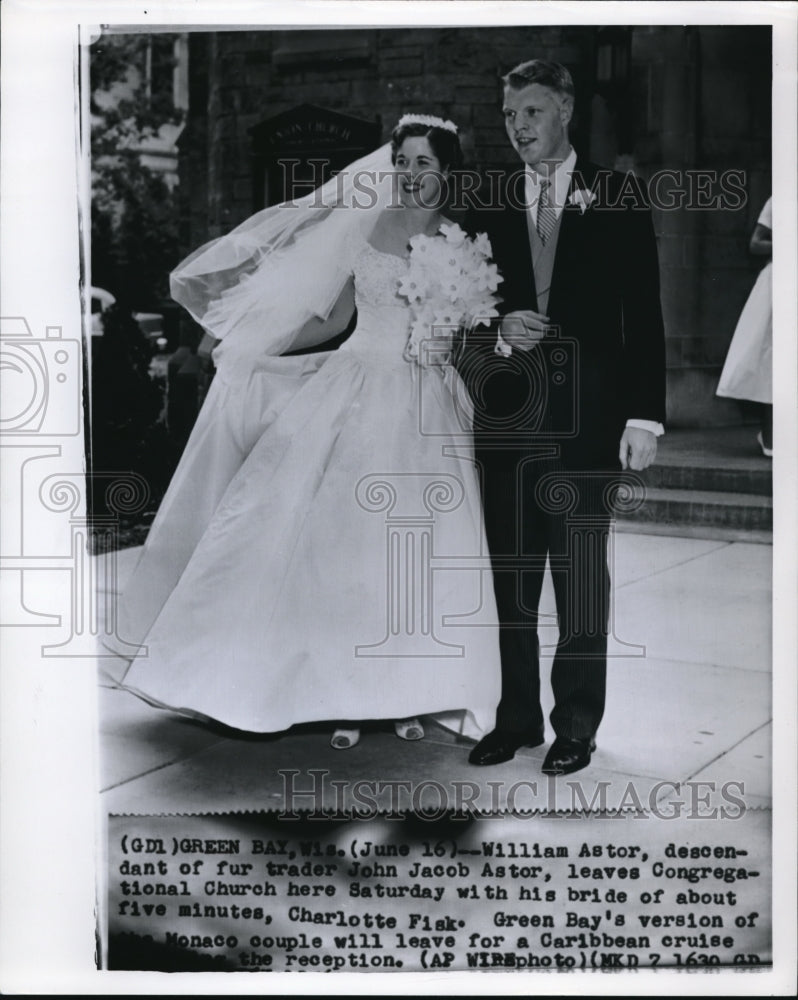 1956 William Astor, descendant of fur trader John J. Astor &amp; bride - Historic Images