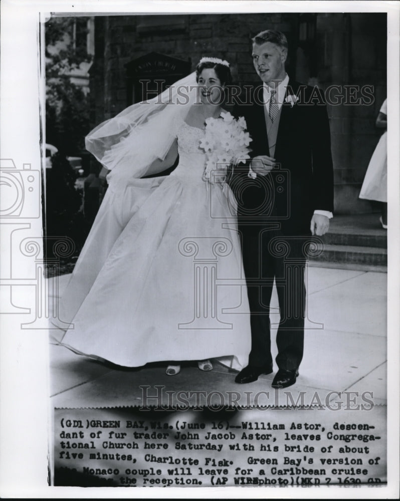 1956 William Astor, descendant of fur trader John J. Astor & bride - Historic Images