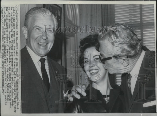 1967 Press Photo Shirley Temple Black gets a Big Kiss from Sen. Everett Dirksen - Historic Images