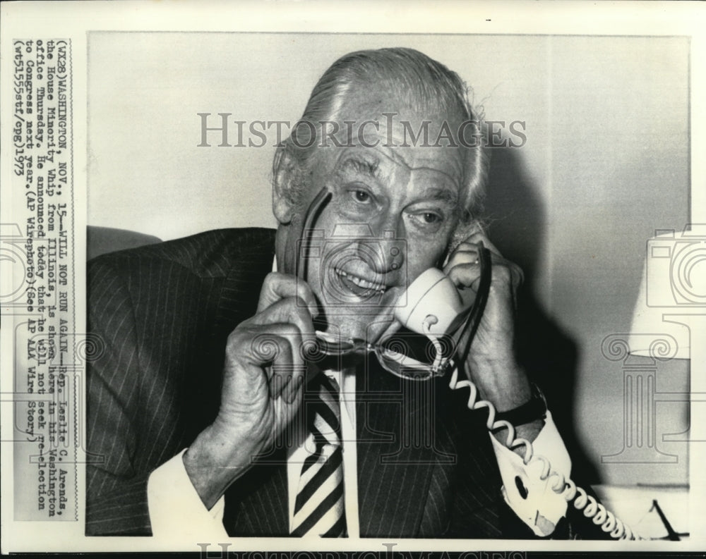 1973 Wire Photo Rep. Leslie c. Arends, the House Minority Whip from Illinois-Historic Images