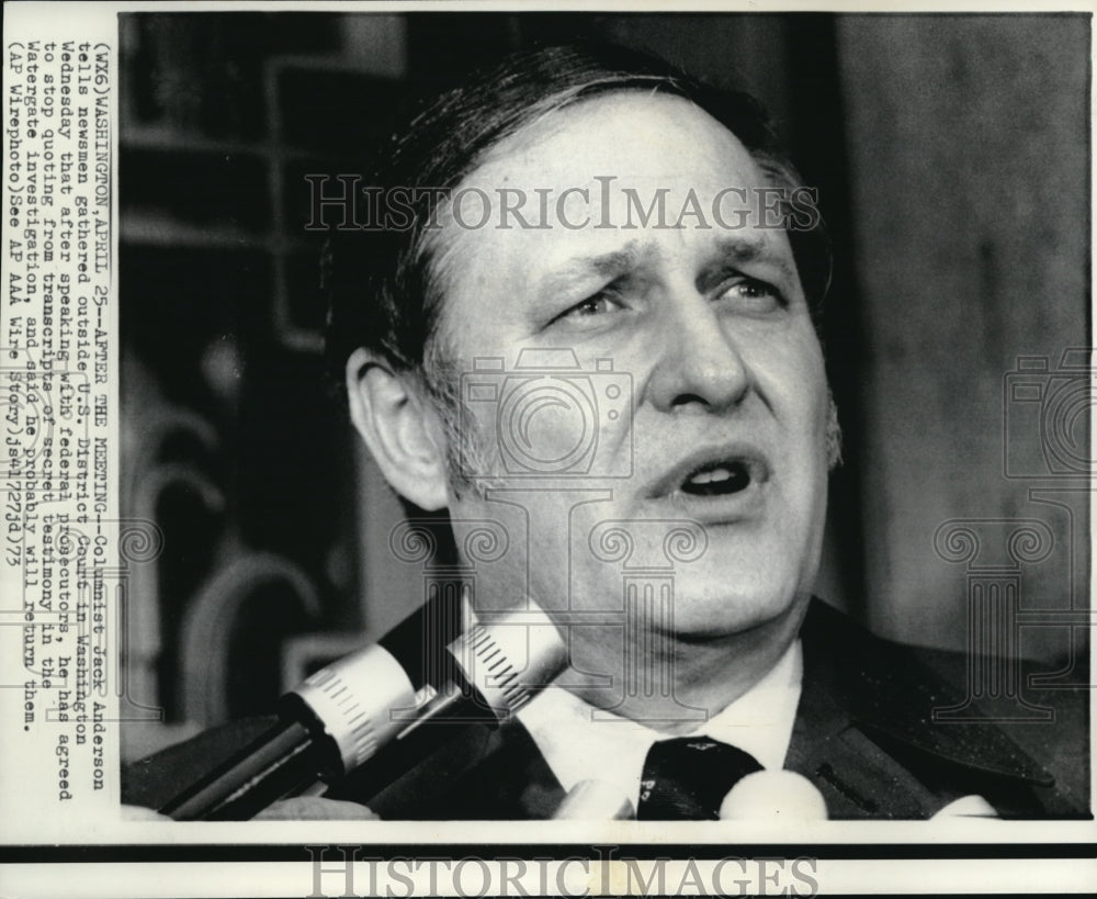 1973 Wire Photo Jack Anderson, columnist  - Historic Images