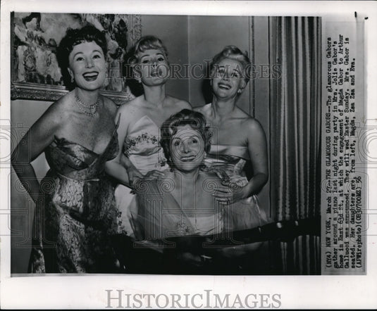 1956 Wire Photo The Glamorous Gabors gathered at the party - cvw01453 - Historic Images