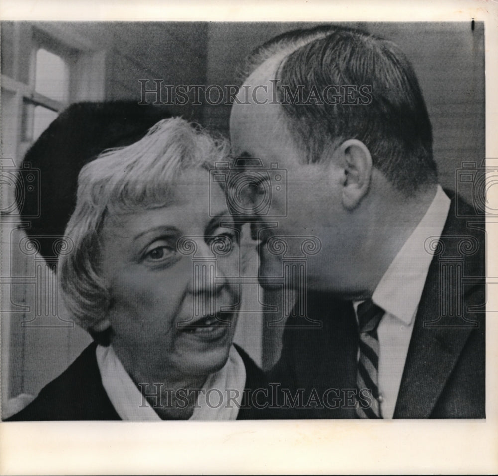 1964 Wire Photo Sen.Hubert H.Humphrey Whispers into the Ear of His Wife Muriel-Historic Images