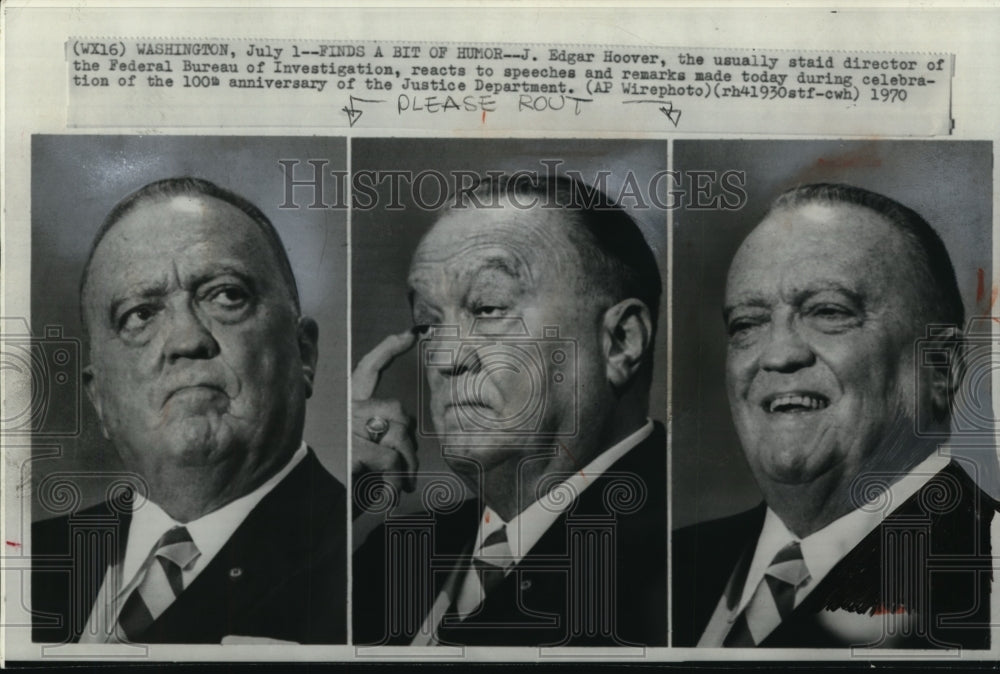 1970 Press Photo Edgar Hoover, Federal Bureau of Investigation director - Historic Images