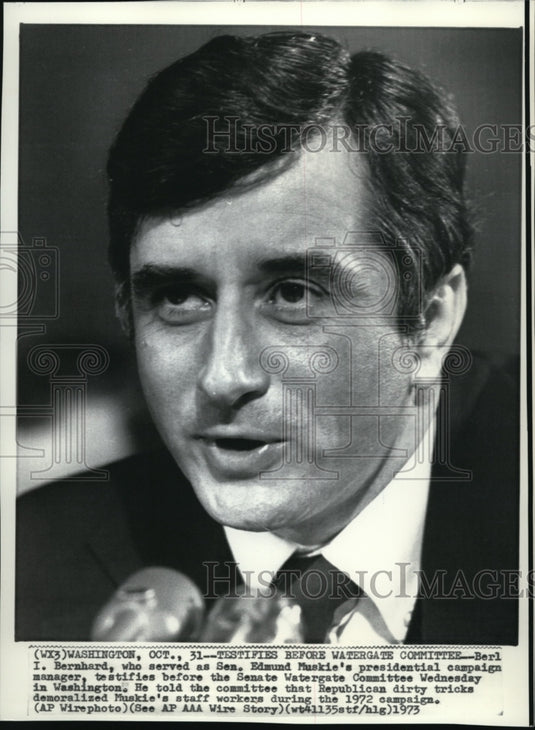 1973 Press Photo Senator Edmund Muckies presidential campaign manager, Benhard - Historic Images