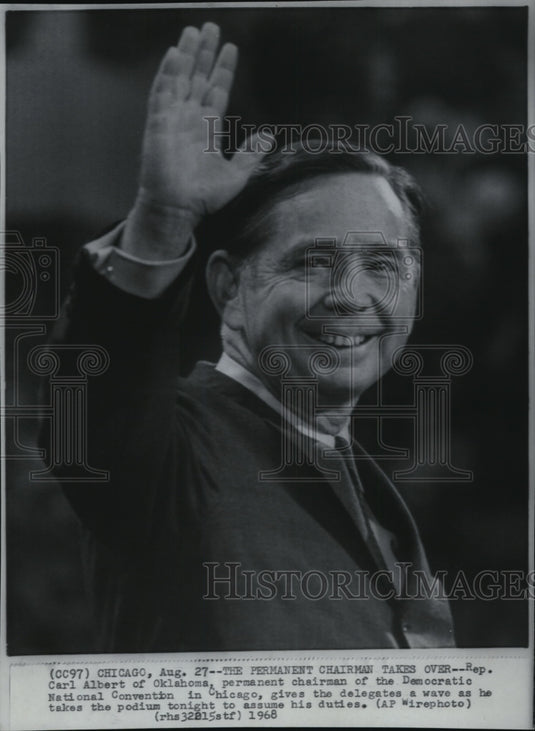 1968 Press Photo Rep Carl Albert of Oklahoma on Democratic Nat'l Convention - Historic Images