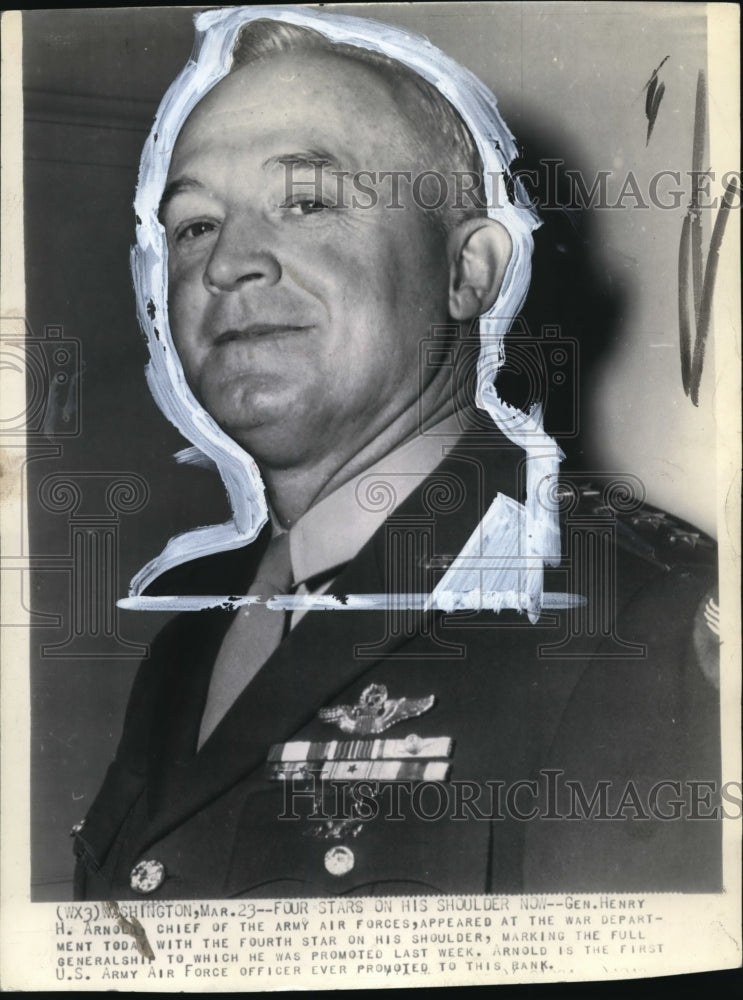 1943 Press Photo Chief of the Army Air Forces Gen Henry H. Arnold on four star - Historic Images