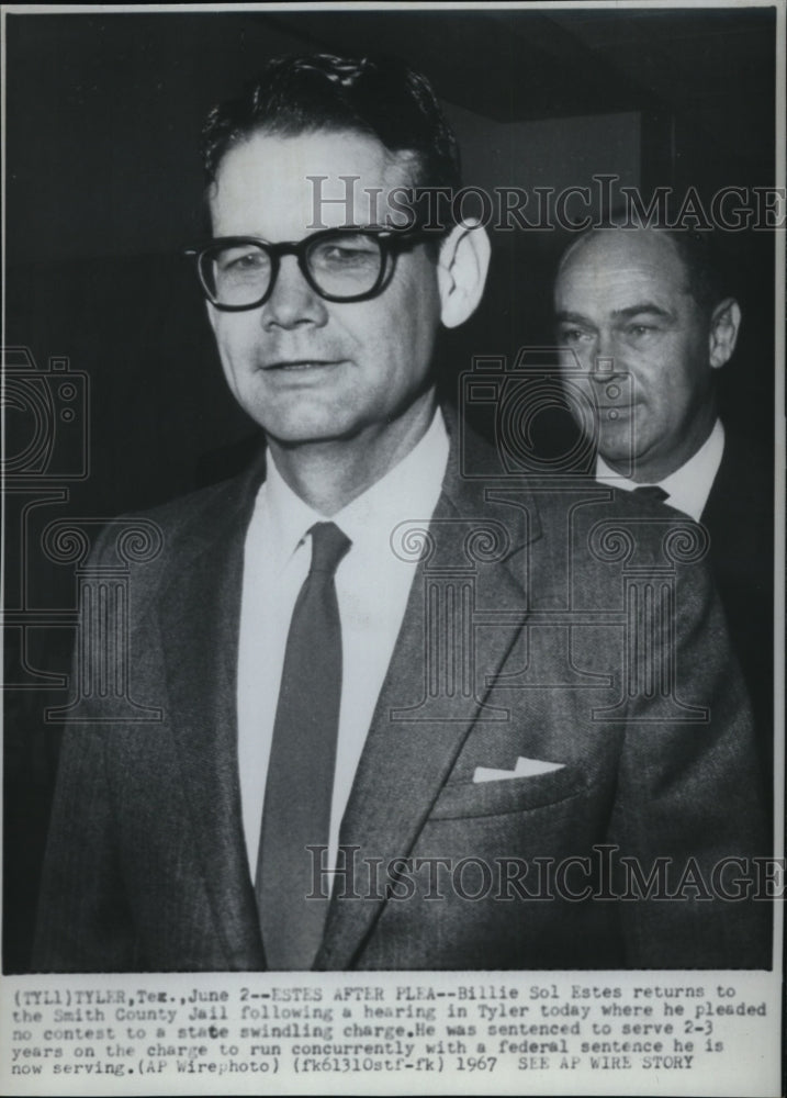 1967 Press Photo Billie Sol Estes at the Smith County jail after his hearing - Historic Images