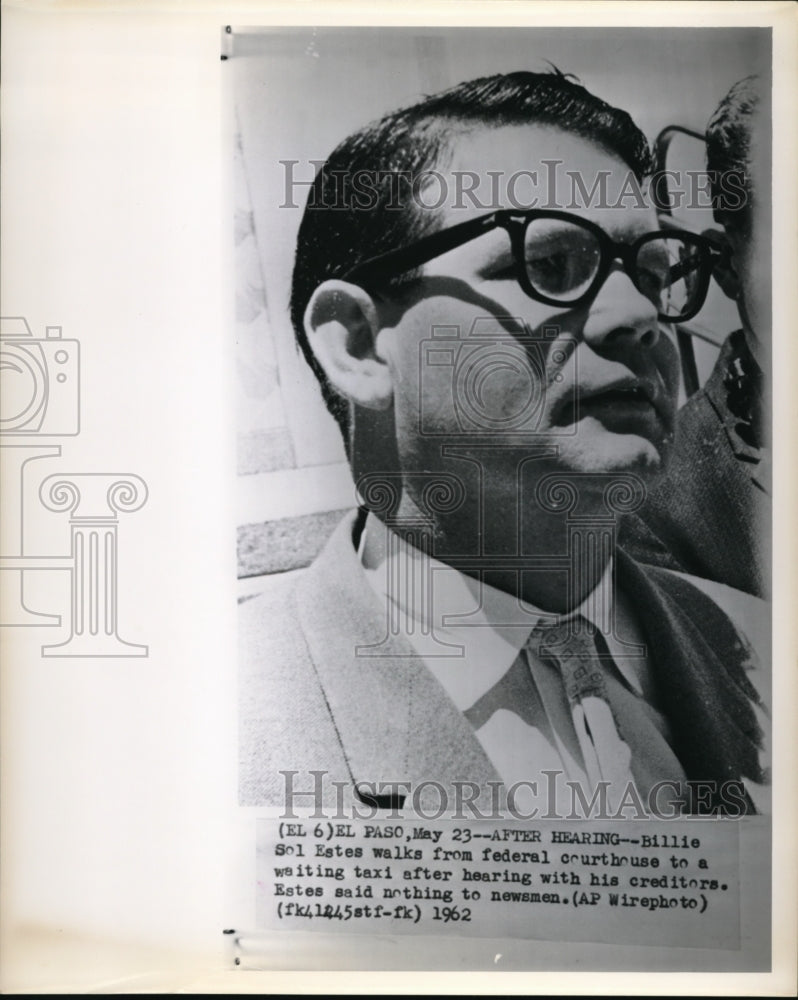 1962 Press Photo Financier Billie Sol Estes as he arrived at Federal Courthouse - Historic Images