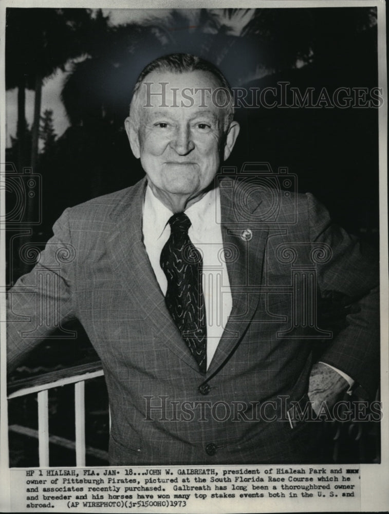 1973 Press Photo Galbreath at South Florida Race course in Hialeah, Fla.-Historic Images