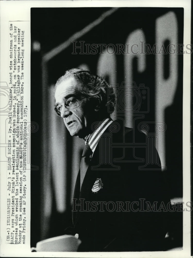 1973 Press Photo Dr. Buell Gallagher, board vice chairman of  the NAACP - Historic Images