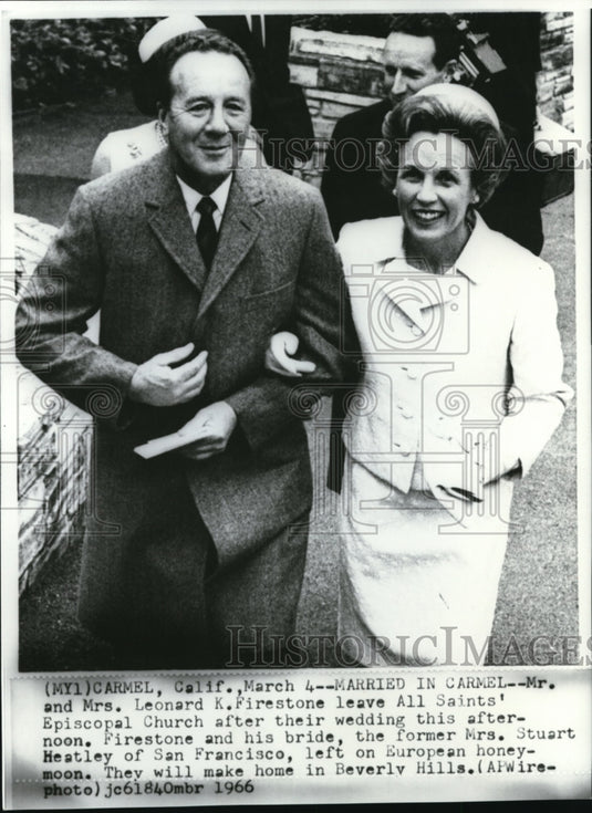 1966 Mr. and Mrs Leonard Firestone after their wedding - Historic Images