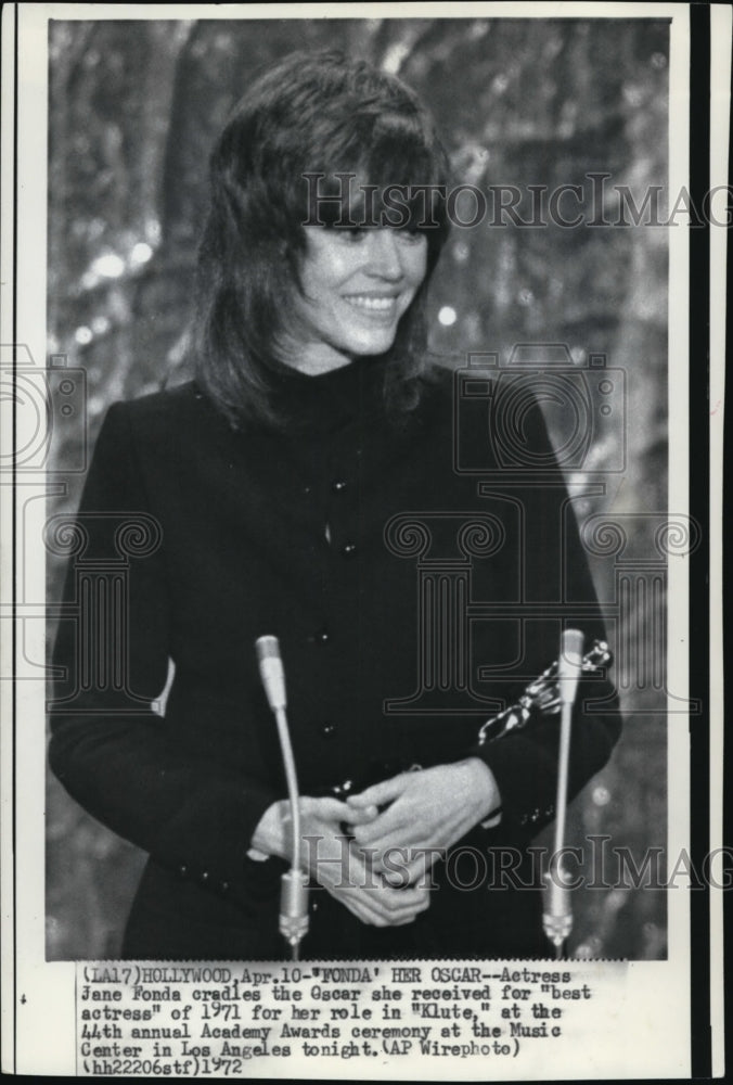 1972 Press Photo Jane Fonda won in Oscar as Best Actress of 1971 - Historic Images