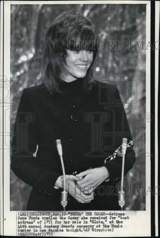 1972 Press Photo Jane Fonda won in Oscar as Best Actress of 1971 - Historic Images