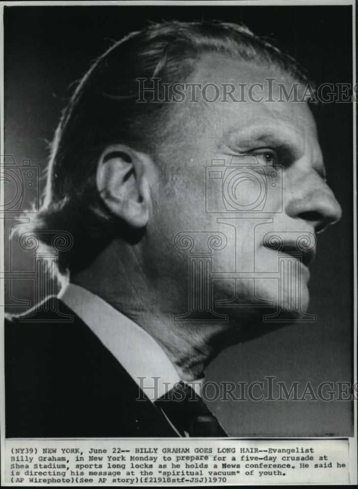 1970 Press Photo Billy Graham in five day crusade at Shea Stadium in New York - Historic Images
