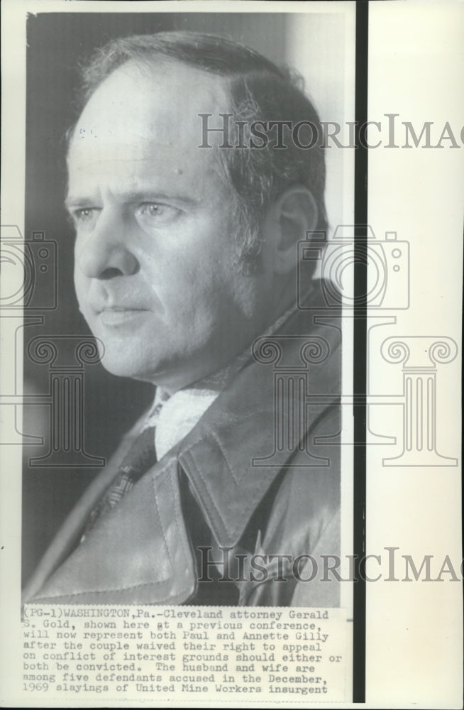 1972 Press Photo Gerald S.Gold,Cleveland Attorney in Paul & Annette Gilly Trials-Historic Images