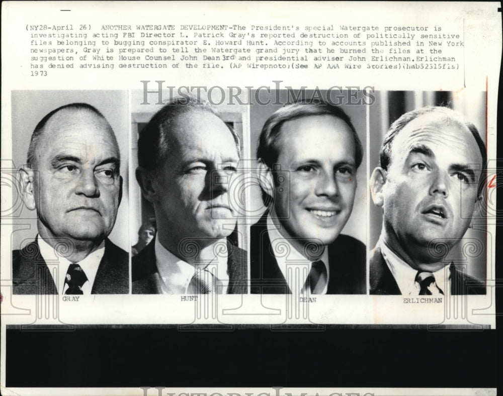 1973 Press Photo Pres special Watergate prosecutor investigates FBI Dir Gray - Historic Images