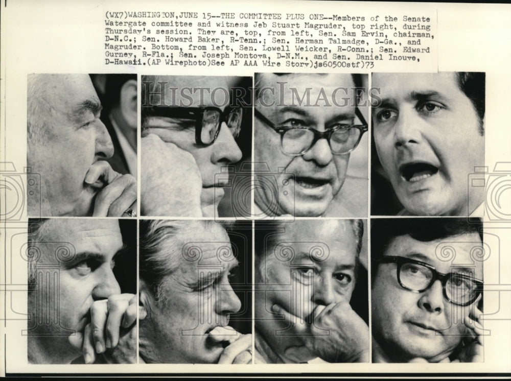 1973 Press Photo Members of the Senate Watergate Committee - Historic Images