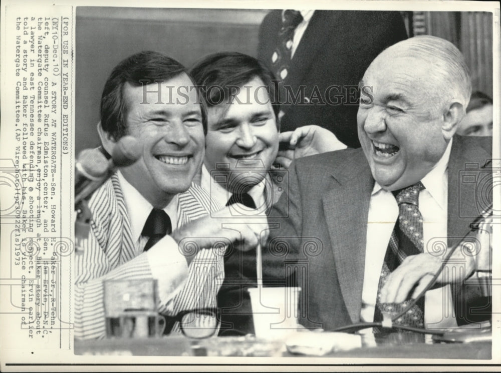 1974 Wire Photo Senate Watergate Committees enjoy a laugh at a Baker Story - Historic Images