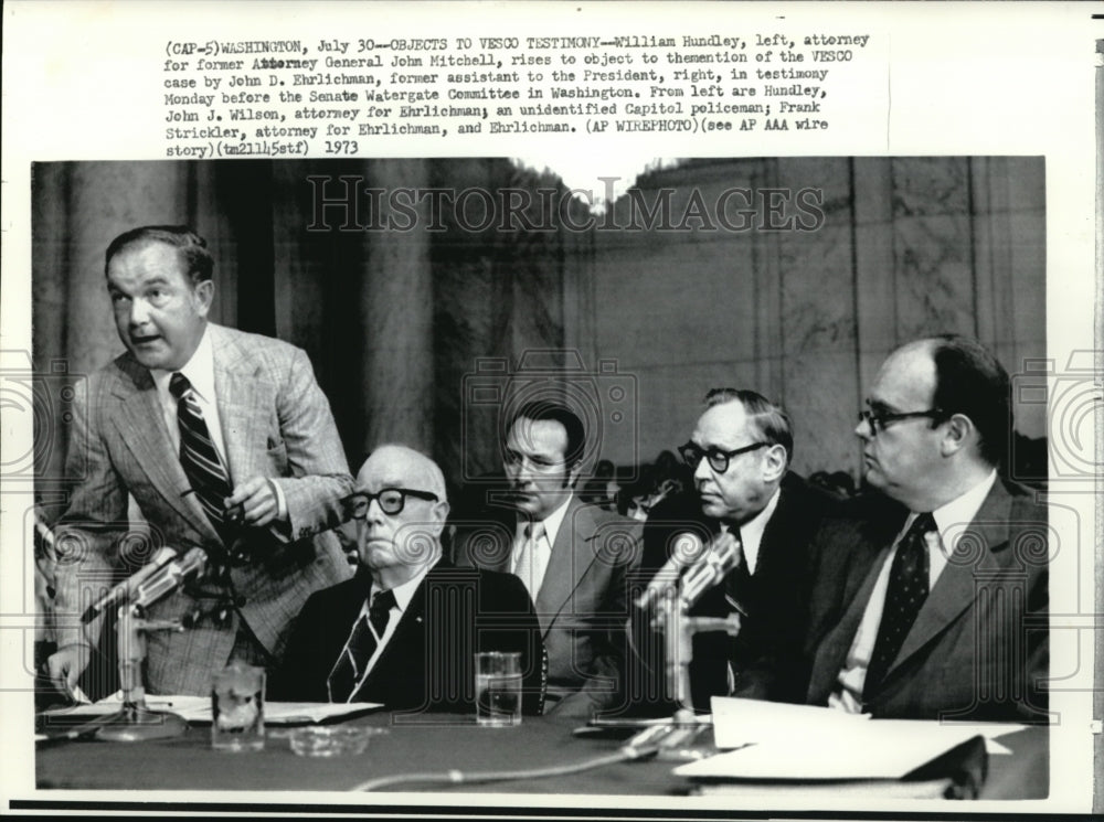 1973 Press Photo Objects to Vesco Testimony - Historic Images